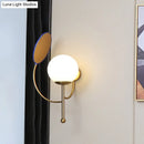 GobekUsa Contemporary Black Round Wall Lighting: 1-Light Sconce with White Frosted Glass, Mirror Deco - Ideal Bedside Fixture