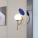 GobekUsa Contemporary Black Round Wall Lighting: 1-Light Sconce with White Frosted Glass, Mirror Deco - Ideal Bedside Fixture