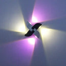 GobekUsa Contemporary RGB LED Aluminum Wall Sconce Lamp - Windmill Design in Black/Silver