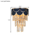 GobekUsa Contemporary Black Tiered Crystal Wall Sconce with 3 Heads - Stylish Living Room Lighting Idea