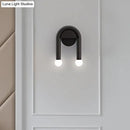 GobekUsa Contemporary U-Shaped 2-Light Black Wall Mounted Lighting with Opal Glass Shade