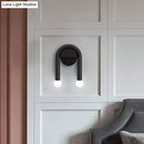 GobekUsa Contemporary U-Shaped 2-Light Black Wall Mounted Lighting with Opal Glass Shade
