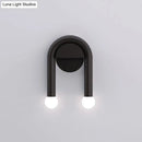 GobekUsa Contemporary U-Shaped 2-Light Black Wall Mounted Lighting with Opal Glass Shade