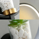 GobekUsa Contemporary Black Wall Mount Ring Light with LED Warm-Light and Potted Plant Sconce Fixture
