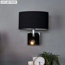 GobekUsa Contemporary Black Wall Mount Sconce with Adjustable Spotlight - Elliptical Fabric Light Fixture - 1 Light