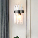 GobekUsa Contemporary Black Wall Sconce with Icicle Crystal for Dining Room Lighting