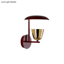 GobekUsa Contemporary Black Wall Sconce with Metallic Disc Shade and Brass Bowl - Bedroom Light Fixture