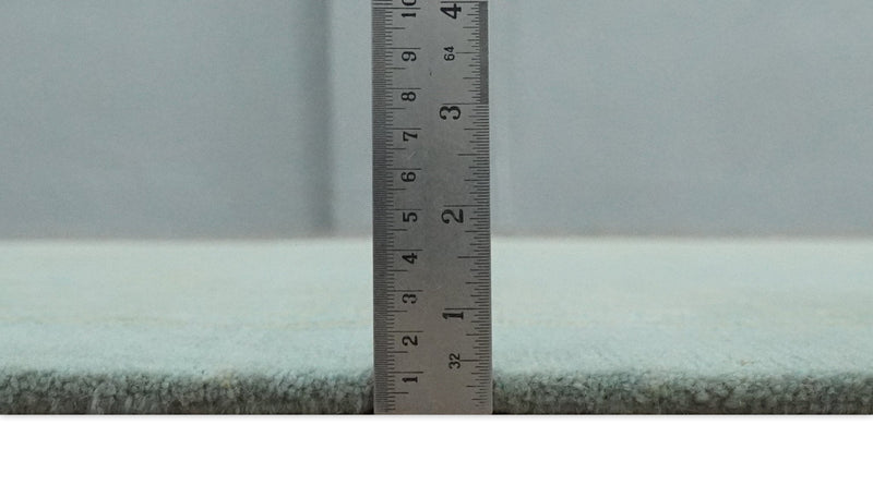 Contemporary Blue and Green 5x8 Hand Knotted Wool Area Rug