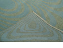 Contemporary Blue and Green 5x8 Hand Knotted Wool Area Rug
