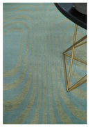 Contemporary Blue and Green 5x8 Hand Knotted Wool Area Rug