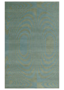 Contemporary Blue and Green 5x8 Hand Knotted Wool Area Rug