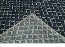 Contemporary Blue, Charcoal and Ivory Hand carved Geometrical Design Hand knotted wool Area Rug by The Rug Decor