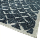Contemporary Blue, Charcoal and Ivory Hand carved Geometrical Design Hand knotted wool Area Rug by The Rug Decor