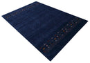 Blue Contemporary Hand Loomed Wool Area Rug with Red and Yellow Accents by The Rug Decor