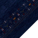 Blue Contemporary Hand Loomed Wool Area Rug with Red and Yellow Accents by The Rug Decor