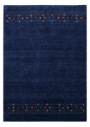 Blue Contemporary Hand Loomed Wool Area Rug with Red and Yellow Accents by The Rug Decor