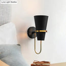 GobekUsa Contemporary Metallic Flared Wall Sconce Light with Curved Arm - Blue/Black 1 Head Wall Mount Lamp Fixture