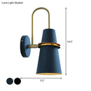 GobekUsa Contemporary Metallic Flared Wall Sconce Light with Curved Arm - Blue/Black 1 Head Wall Mount Lamp Fixture