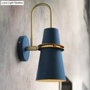 GobekUsa Contemporary Metallic Flared Wall Sconce Light with Curved Arm - Blue/Black 1 Head Wall Mount Lamp Fixture