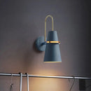GobekUsa Contemporary Metallic Flared Wall Sconce Light with Curved Arm - Blue/Black 1 Head Wall Mount Lamp Fixture