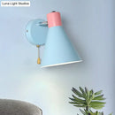 GobekUsa Blue Metal Wide Flare Sconce: Contemporary Wall Mount Light with Pull Chain