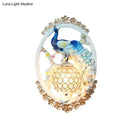 GobekUsa K9 Crystal Ball Peacock Design Wall Sconce - Contemporary Blue & White Living Room Lighting