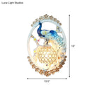 GobekUsa K9 Crystal Ball Peacock Design Wall Sconce - Contemporary Blue & White Living Room Lighting