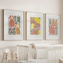 Boho Chic Botanical Decor. Set of 3 Abstract Flowers Prints by Wall Art Set