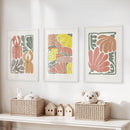 Boho Chic Botanical Decor. Set of 3 Abstract Flowers Prints by Wall Art Set