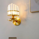 GobekUsa Contemporary Clear Crystal Prism Wall Lamp with Brass Backplate - 1 Light Fixture