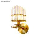 GobekUsa Contemporary Clear Crystal Prism Wall Lamp with Brass Backplate - 1 Light Fixture