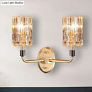 GobekUsa Brass Bedside Wall Sconce with Clear Crystal Shade - Contemporary Style