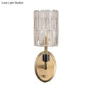 GobekUsa Brass Bedside Wall Sconce with Clear Crystal Shade - Contemporary Style
