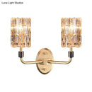 GobekUsa Brass Bedside Wall Sconce with Clear Crystal Shade - Contemporary Style