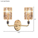 GobekUsa Brass Bedside Wall Sconce with Clear Crystal Shade - Contemporary Style