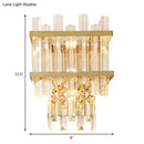 GobekUsa Contemporary Crystal Wall Sconce: Brass/Chrome Linear 3-Light Fixture