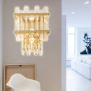 GobekUsa Contemporary Crystal Wall Sconce: Brass/Chrome Linear 3-Light Fixture