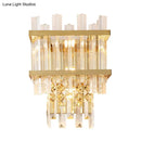 GobekUsa Contemporary Crystal Wall Sconce: Brass/Chrome Linear 3-Light Fixture