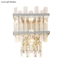 GobekUsa Contemporary Crystal Wall Sconce: Brass/Chrome Linear 3-Light Fixture
