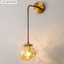 GobekUsa Contemporary 1-Light Clear Glass Bubble Wall Lamp with Foil Flower Decor