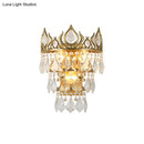 GobekUsa Contemporary Brass Crystal Drip Wall Lamp - Crown Shape Sconce Light Fixture (3 Bulbs)