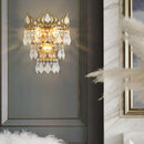 GobekUsa Contemporary Brass Crystal Drip Wall Lamp - Crown Shape Sconce Light Fixture (3 Bulbs)