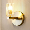 GobekUsa Contemporary Prismatic Crystal Cylinder Sconce Light - Brass Wall Mount
