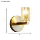 GobekUsa Contemporary Prismatic Crystal Cylinder Sconce Light - Brass Wall Mount