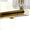 GobekUsa Contemporary Prismatic Crystal Cylinder Sconce Light - Brass Wall Mount