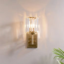 GobekUsa Contemporary Brass Crystal Wall Sconce - Prismatic 1-Light for Bedroom