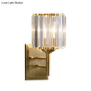 GobekUsa Contemporary Brass Crystal Wall Sconce - Prismatic 1-Light for Bedroom