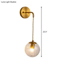 GobekUsa Contemporary Gold Wall Mounted Lamp with Clear Dimpled Blown Glass - Round Sconce