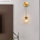 GobekUsa Contemporary Gold Wall Mounted Lamp with Clear Dimpled Blown Glass - Round Sconce
