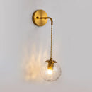 GobekUsa Contemporary Gold Wall Mounted Lamp with Clear Dimpled Blown Glass - Round Sconce